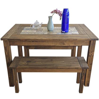 Imagem de Mesa Sala Jantar 120cm Madeira Pinus Tampo Cerâmica Resistente Design Moderno Qualidade Durável