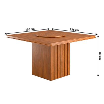 Imagem de Mesa Sala Jantar Santiago 136x136cm com Prato Giratorio