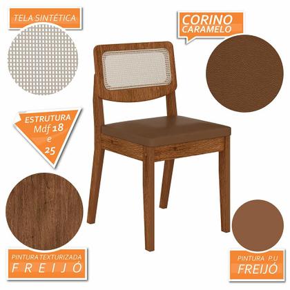 Imagem de Mesa Santiago Com 6 Cadeiras Sextavada Frei/off/material sintético Caramelo - M.a