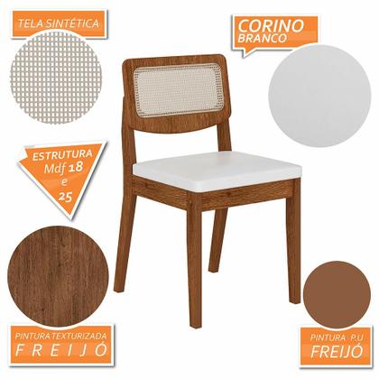 Imagem de Mesa Santiago Com 6 Cadeiras Sextavada Freijó/off/material sintético Branco - M.a