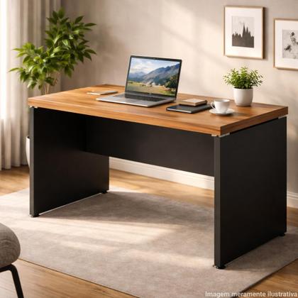 Mesa Secretaria Pe Painel Nogal/preto 120X60 - Acimaq - Gebb Work ...