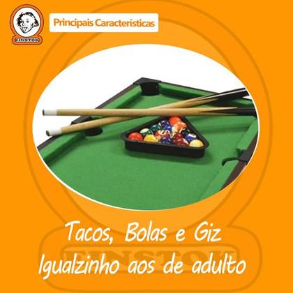 Imagem de Mesa Sinuca Bilhar Mini Infantil Tacos Madeira Giz Completa 