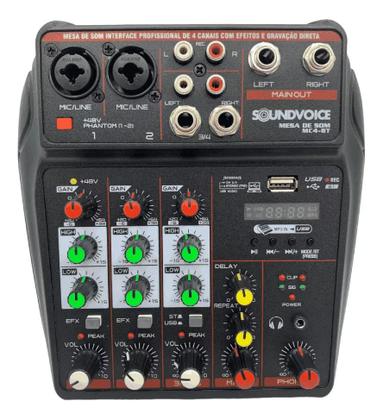 Imagem de Mesa Som MC4-Bt Mixer 4 Canais Bluetooth Soundvoice Bivolt