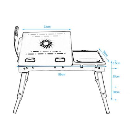 Imagem de Mesa Suporte Dobrável para Notebook com Cooler 4 Portas USB Lâmpada LED Mouse Pad Porta Objetos com Ajuste de Altura
