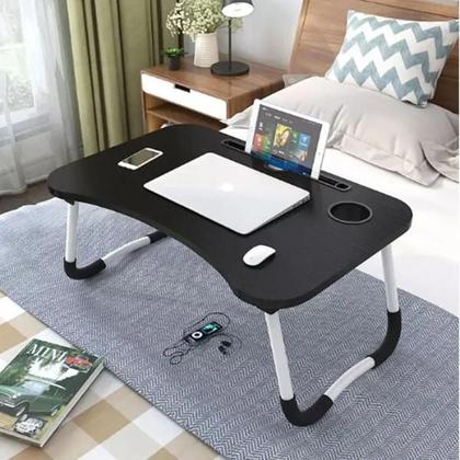 Imagem de Mesa Suporte Notebook na Cor Preto Mesinha Dobrável Cama Sofá Estudo Trabalho Conforto