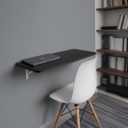 Imagem de Mesa Suspensa de Parede 100x50 Retrátil Preta Compacta e Resistente