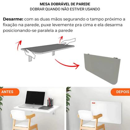 Imagem de Mesa Suspensa de Parede 100x50 Retrátil Preta Compacta e Resistente