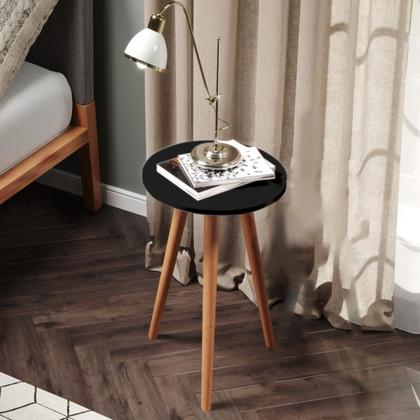Imagem de Mesa Tabriz Madeira MDF Preto Mesinha Apoio Notebook Decor