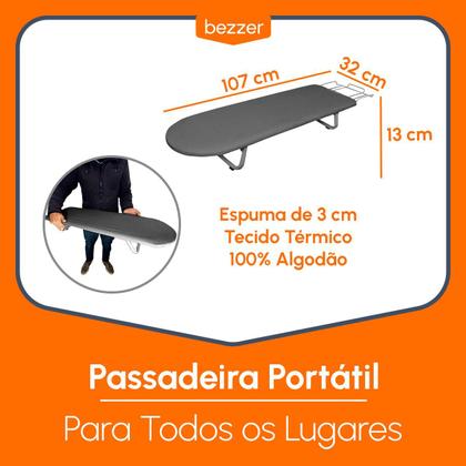 Imagem de Mesa Tabua de Passa Roupas com tecido Protetor térmico Passadeira Portátil P/ Cama Mesa Bancada Fácil de Guardar