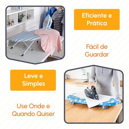 Imagem de Mesa Tabua de Passa Roupas com tecido Protetor térmico Passadeira Portátil P/ Cama Mesa Bancada Fácil de Guardar
