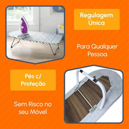 Imagem de Mesa Tabua de Passa Roupas com tecido Protetor térmico Passadeira Portátil P/ Cama Mesa Bancada Fácil de Guardar