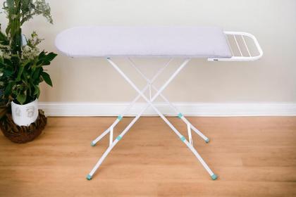 Imagem de Mesa Tabua de Passar Roupa Mesa Passadeira Tecido Térmico Com Suporte para Ferro Portatil