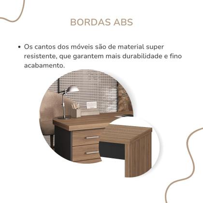 Imagem de Mesa Tamburato Com Gavetas Lado Esquerdo Artany Cor Nogal com Preto