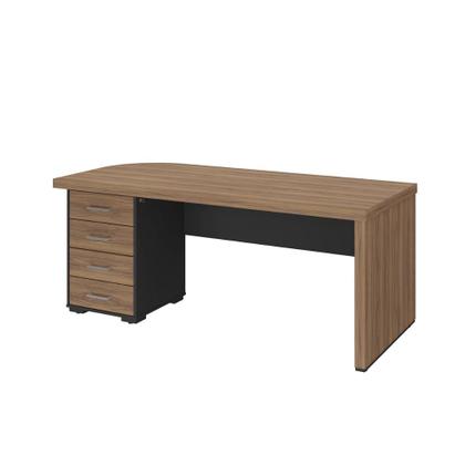 Imagem de Mesa Tamburato Com Gavetas Lado Esquerdo Artany Cor Nogal com Preto