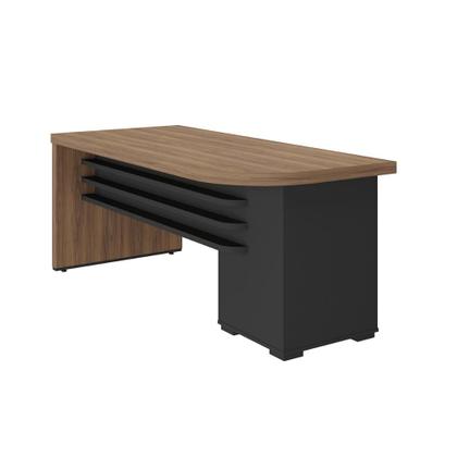 Imagem de Mesa Tamburato Com Gavetas Lado Esquerdo Artany Cor Nogal com Preto