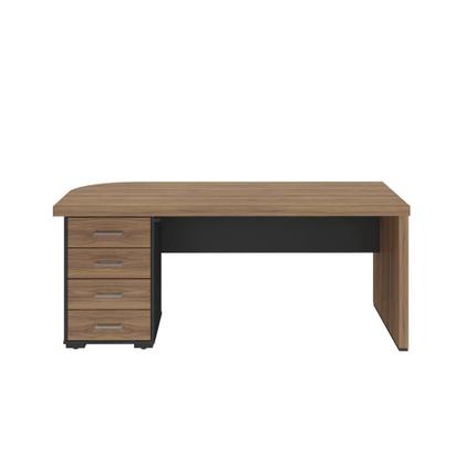 Imagem de Mesa Tamburato Com Gavetas Lado Esquerdo Artany Cor Nogal com Preto