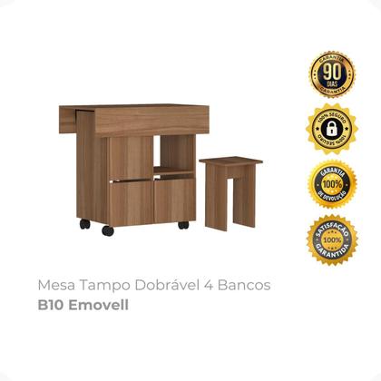 Imagem de Mesa Tampo Dobrável 4 Bancos B10 Emovell