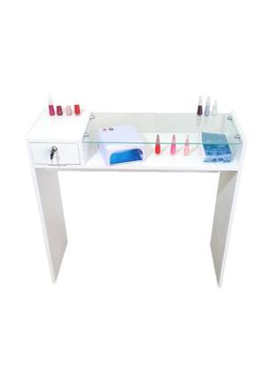 Imagem de Mesa Tampo Em Vidro Com Armário