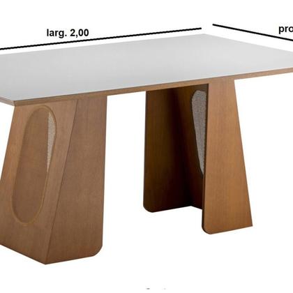 Imagem de Mesa Tampo Mdf e Vidro 100x200cm Celine