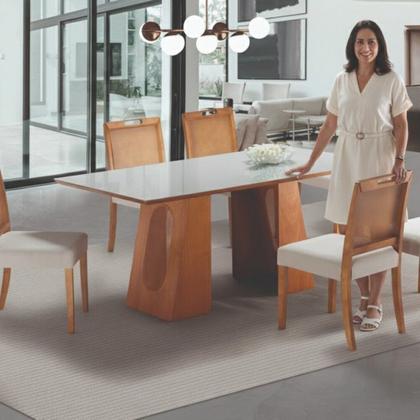 Imagem de Mesa Tampo Mdf e Vidro 100x200cm Celine