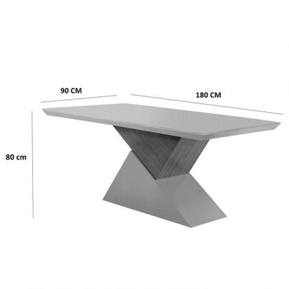 Imagem de Mesa Tampo Mdf E Vidro 6 Cadeiras Liz Moderna Grafite/Imbuia