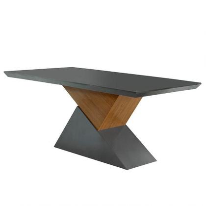 Imagem de Mesa Tampo Mdf E Vidro 6 Cadeiras Marrom/Grafite/Imbuia