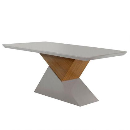 Imagem de Mesa Tampo Mdf E Vidro Com 6 Cadeiras Creme/Off White/Imbuia