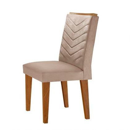 Imagem de Mesa Tampo Mdf E Vidro Com 6 Cadeiras Creme/Off White/Imbuia