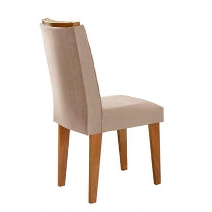 Imagem de Mesa Tampo Mdf E Vidro Com 6 Cadeiras Creme/Off White/Imbuia