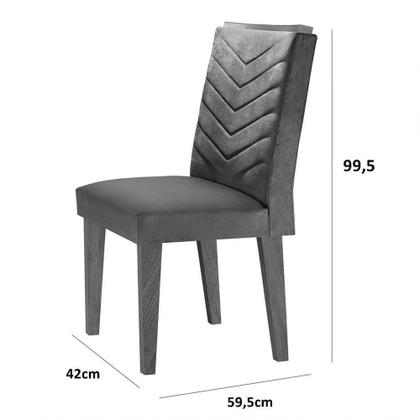 Imagem de Mesa Tampo Mdf E Vidro Com 6 Cadeiras Creme/Off White/Imbuia