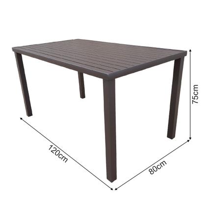 Imagem de Mesa Tampo Ripado Retangular 1.20X0.80M Alumínio Marrom