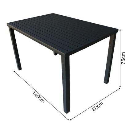 Imagem de Mesa Tampo Ripado Retangular 1.40X0.80M Alumínio Preta