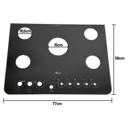 Imagem de Mesa Tampo Vidro Fogão Embutir Fischer 5 Bocas Gran Cheff TC