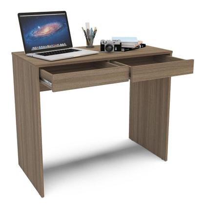 Imagem de Mesa Tijuca para Escritório e Notebook com 2 Gavetas - Castanho