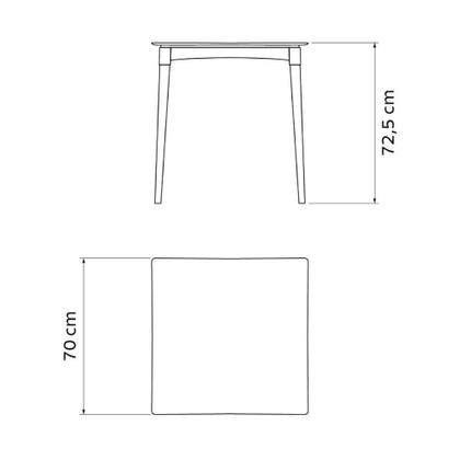 Imagem de Mesa Tramontina Diana 70x70 Cm Em Polipropileno Preto Com Pernas De Madeira Eucalipto