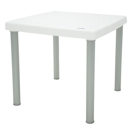 Imagem de Mesa Tramontina Mona 80 cm em Polipropileno Branco com Pernas de Alumínio Anodizado