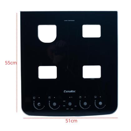 Imagem de Mesa Vidro Tampo Fogão + Fita Vedação Jade Glass 4 Bocas