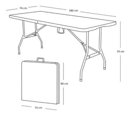 Mesa Vira Maleta Dobrável Preta 1,80m Member's Mark - Original