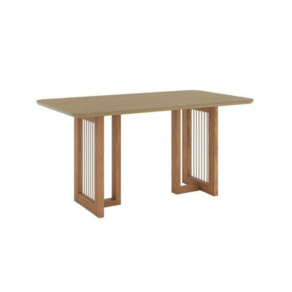 Imagem de Mesa Yara para 6 lugares Tampo de 160cm canto arredondado com vidro e detalhe com acabamento em corda