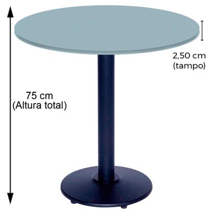 Imagem de Mesa Zeta Ferro Preto 75 cm (Alt) Disco Redondo Tampo MDP Redondo 70 cm (Larg) x 2,50 cm (Alt) Cinza