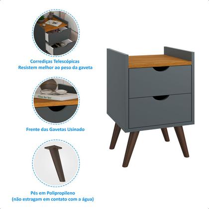 Imagem de Mesas De Cabeceira Retrô Pés Palito Em Madeira Maciça Juma  Várias Cores