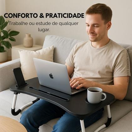 Imagem de Mesinha Apoio Dobrável Cama Sofá Notebook Tablet Refeição Mesa Home Office