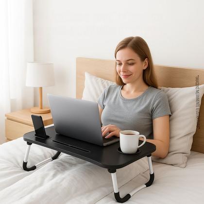 Imagem de Mesinha Apoio Dobrável Cama Sofá Notebook Tablet Refeição Mesa Home Office