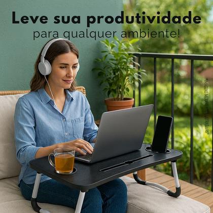 Imagem de Mesinha Apoio Dobrável Cama Sofá Notebook Tablet Refeição Mesa Home Office