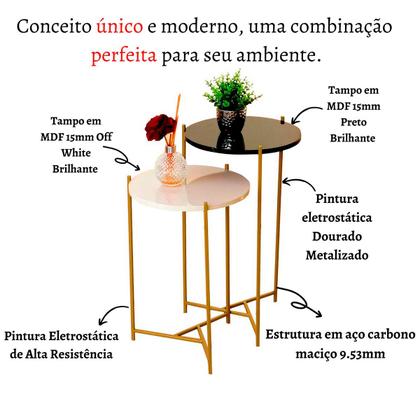Imagem de Mesinha Apoio Lateral Redonda Sala Estar Canto Sofá Jogo Centro Casa Moderna