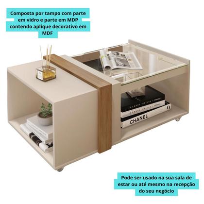 Imagem de Mesinha Centro Sala Estar Vidro Encima Resistente Qualidade