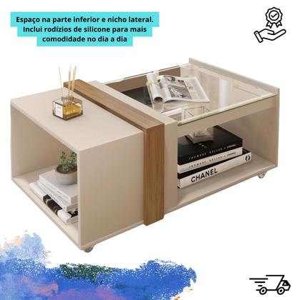 Imagem de Mesinha Centro Sala Estar Vidro Encima Resistente Qualidade