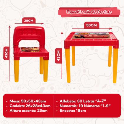 Imagem de Mesinha Com Cadeiras Para Crianças Resistente Desenho Carros