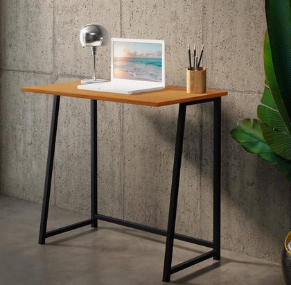 Imagem de mesinha com pes de ferro dobravel industrial para notebook canela com preto