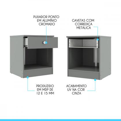 Imagem de Mesinha de Cabeceira com 1 Gaveta 40x45cm Cinza 6500